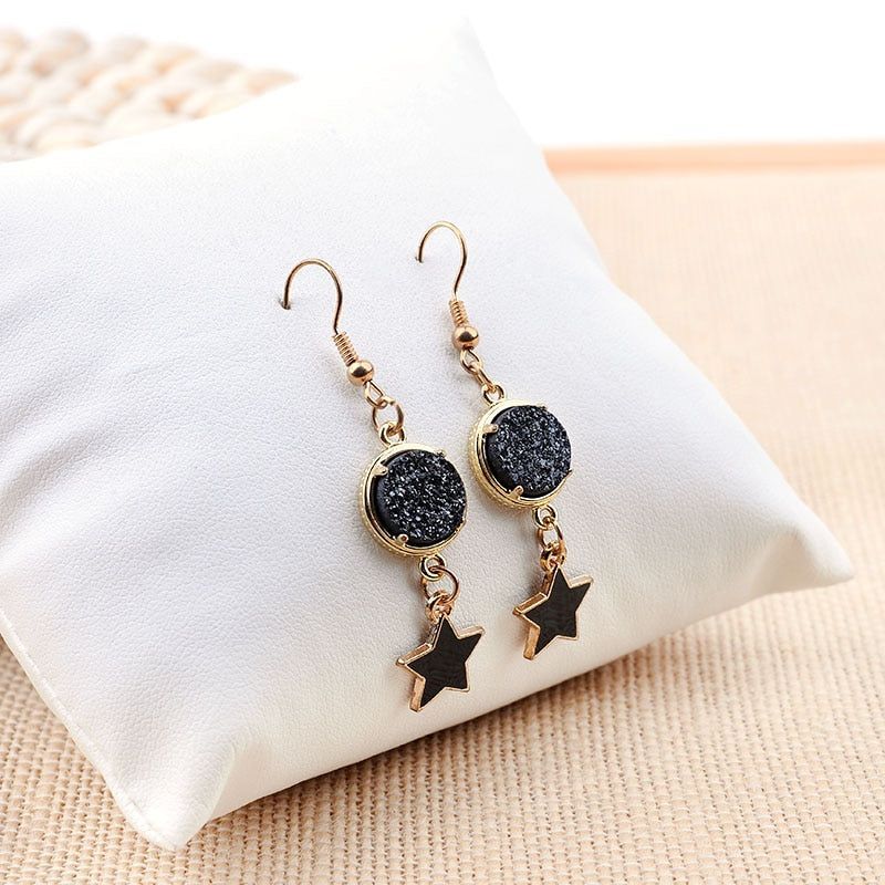 Natural Stone Druzy Drop Earrings Charm Jewelry ECJBS13 Star Rounded Shape