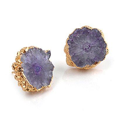 Natural Stone Lovely Flower Shape Earring Charm Jewelry