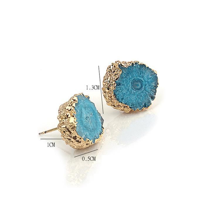 Natural Stone Lovely Flower Shape Earring Charm Jewelry