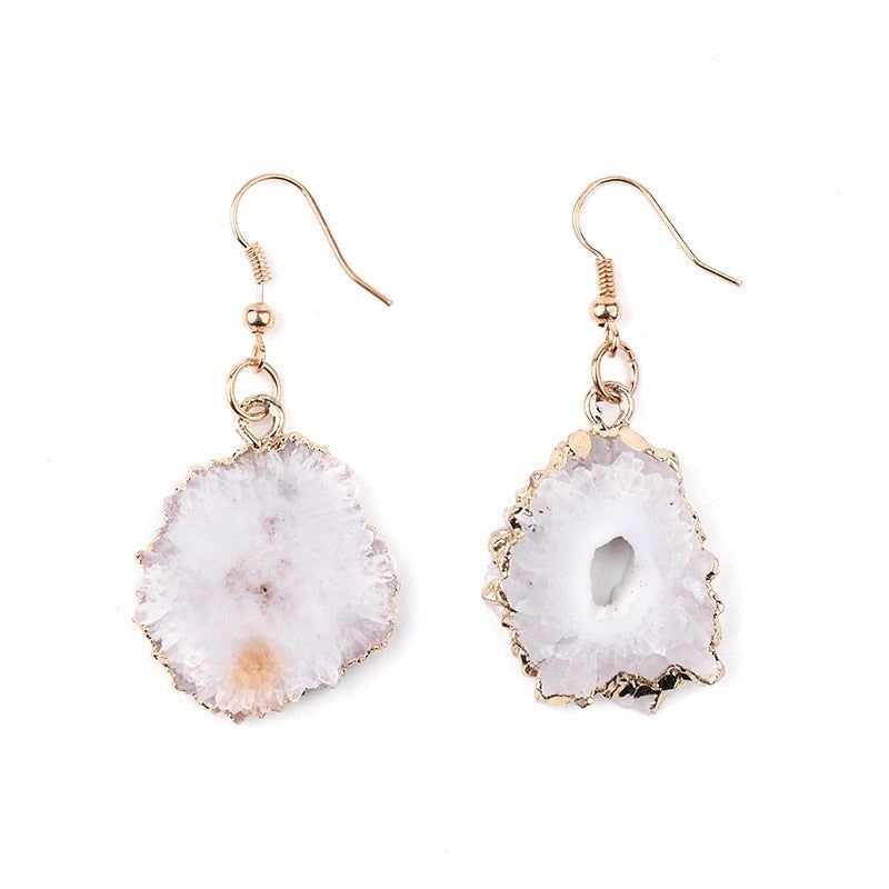 Natural White Drusy Stone Fringe Dangle Earrings Charm Jewelry BS0251