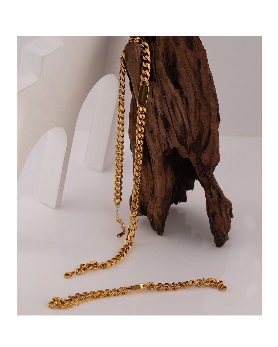 Necklace Bracelet Charm Jewelry Gold Chain Stainless Steel Charm Texture Collar YOS0337