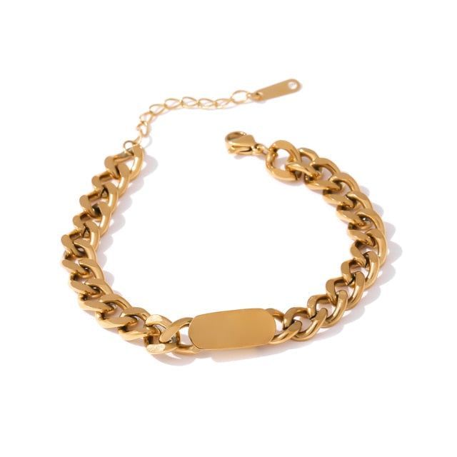 Necklace Bracelet Charm Jewelry Gold Chain Stainless Steel Charm Texture Collar YOS0337