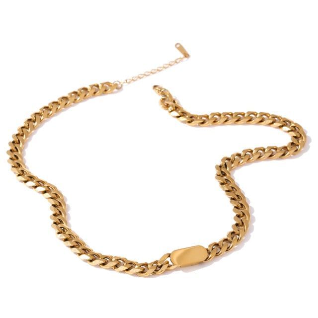 Necklace Bracelet Charm Jewelry Gold Chain Stainless Steel Charm Texture Collar YOS0337