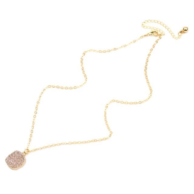 Necklaces Charm Jewelry Geometric Champagne Drusy Jewelry #NKS254