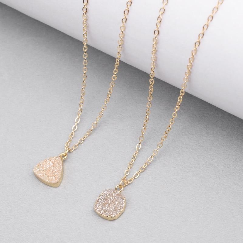 Necklaces Charm Jewelry Geometric Champagne Drusy Jewelry #NKS254