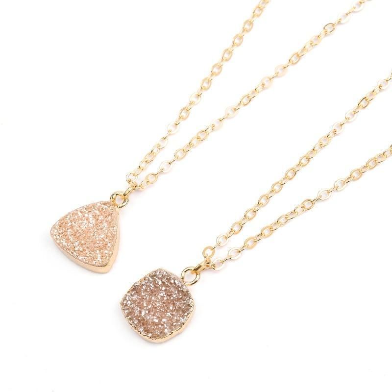 Necklaces Charm Jewelry Geometric Champagne Drusy Jewelry #NKS254