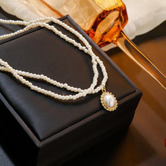 Necklaces Charm Jewelry Mini Pearl With Double Layers #ET209