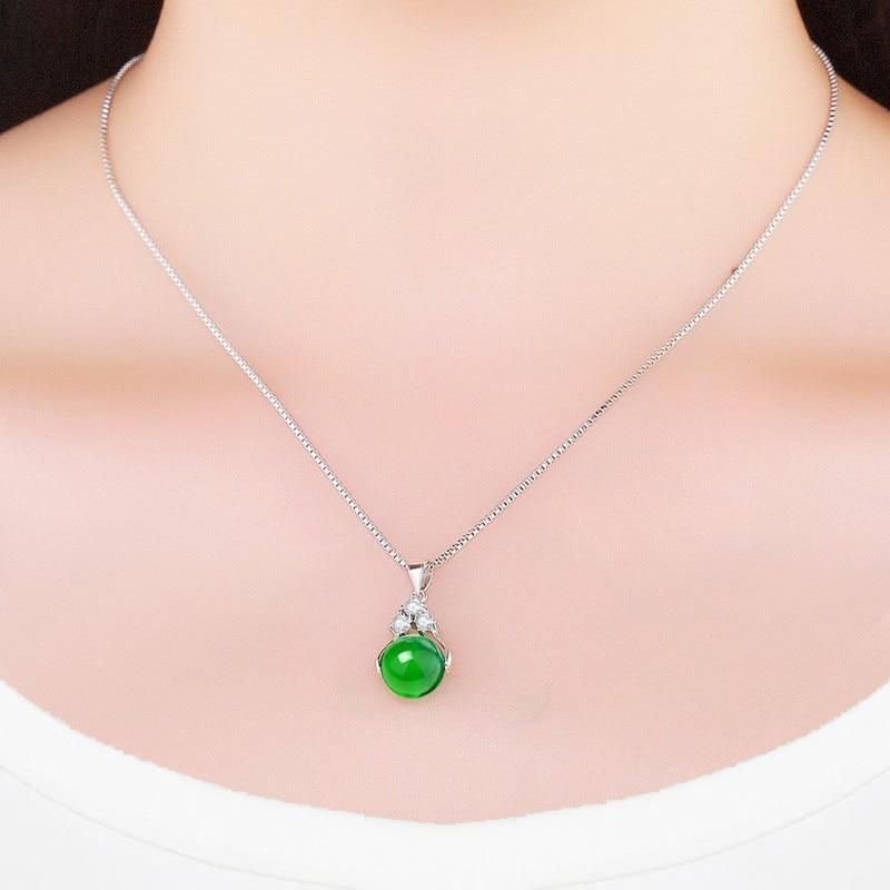 Necklaces Charm Jewelry Natural Green Chalcedony #201803303