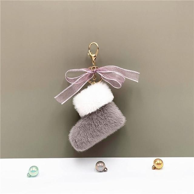 New Boots Keychain Cute Bow Bag Pendant Cartoon Plush Car Key Chain Ring Gift Accessories