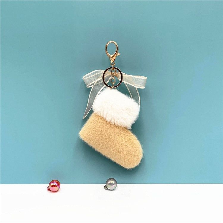 New Boots Keychain Cute Bow Bag Pendant Cartoon Plush Car Key Chain Ring Gift Accessories