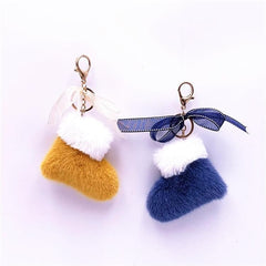 New Boots Keychain Cute Bow Bag Pendant Cartoon Plush Car Key Chain Ring Gift Accessories