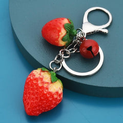 New Cartoon Strawberry Keychains Cute fruit Key Chain Creative Custom Couple Ins Bag Pendant Car Leather Key Ring