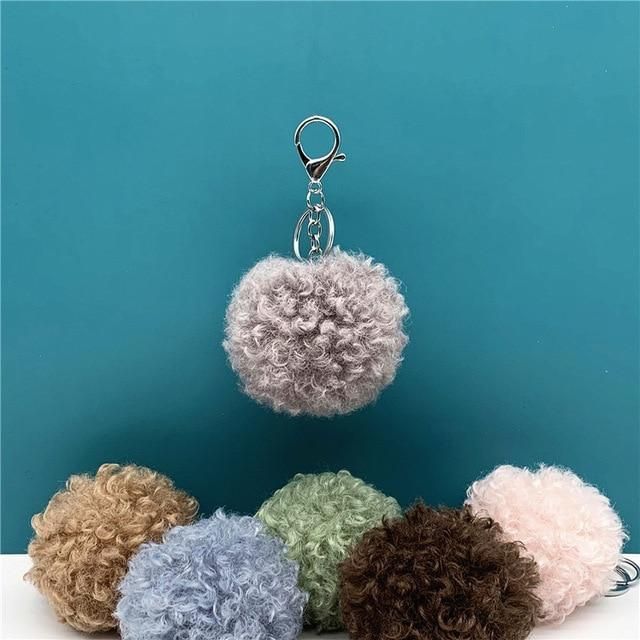 New Curly cute Fur Key chain Car plush Keychain Pom-Pom bag pendant creative gift jewelry accessories pendant