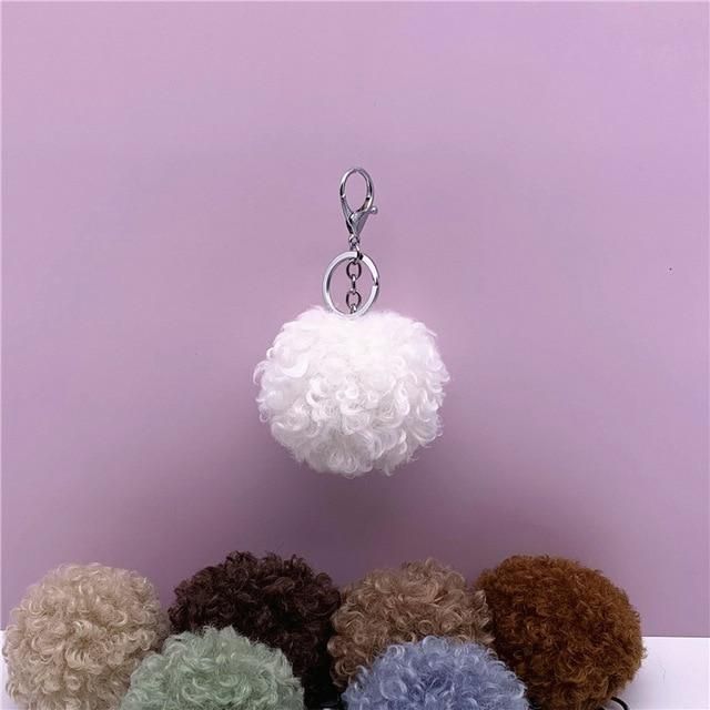 New Curly cute Fur Key chain Car plush Keychain Pom-Pom bag pendant creative gift jewelry accessories pendant