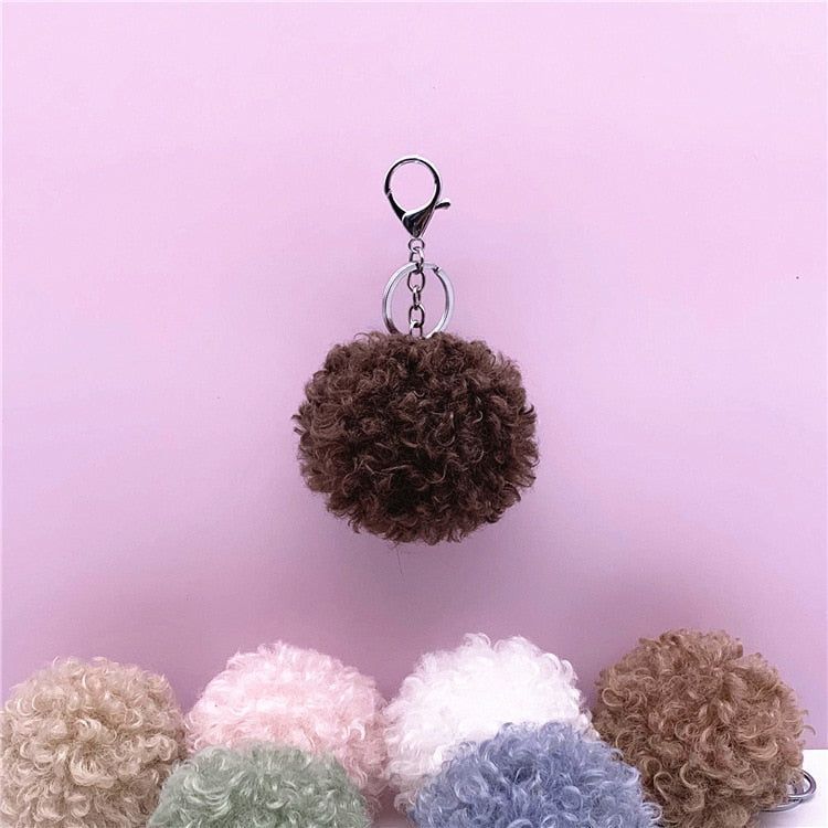 New Curly cute Fur Key chain Car plush Keychain Pom-Pom bag pendant creative gift jewelry accessories pendant