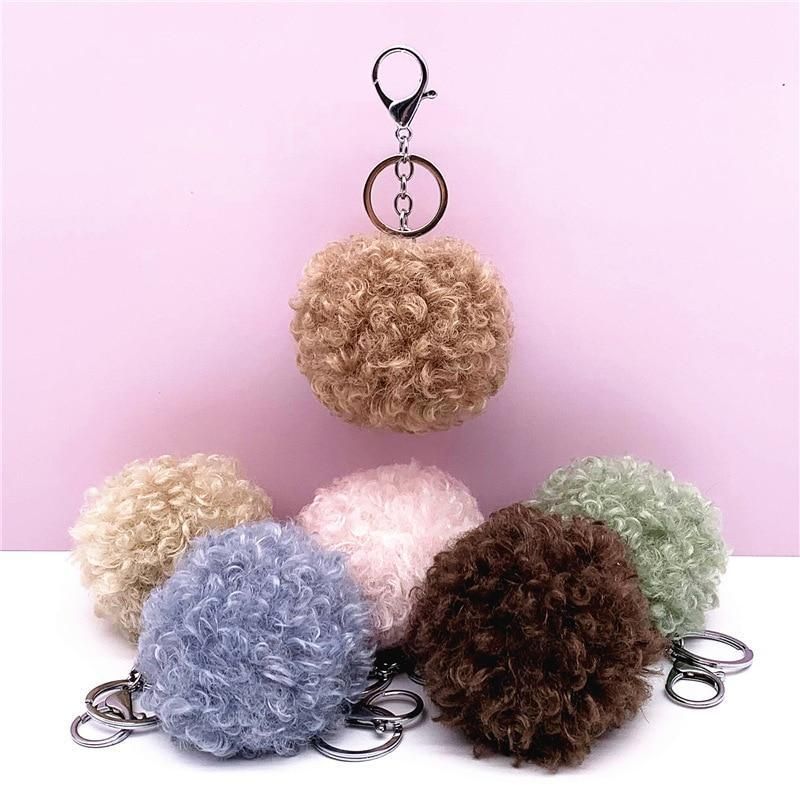 New Curly cute Fur Key chain Car plush Keychain Pom-Pom bag pendant creative gift jewelry accessories pendant