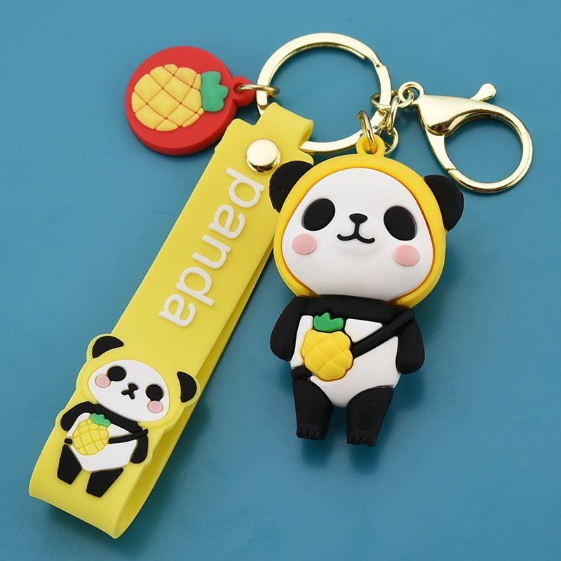 New Cute Panda Keychain Fruit Red Panda Pendant Key Accessories Simple Couple Bag Pendant Party Gift