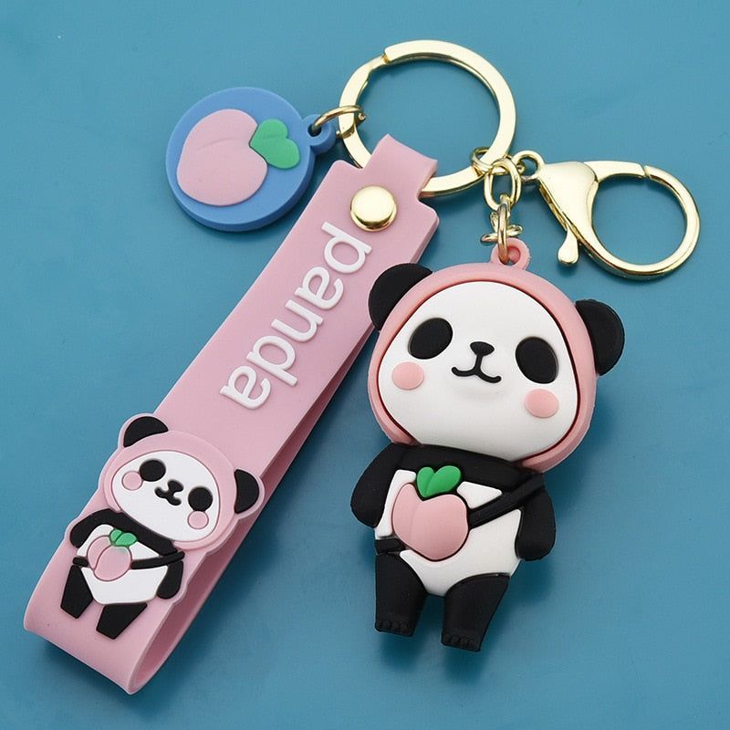 New Cute Panda Keychain Fruit Red Panda Pendant Key Accessories Simple Couple Bag Pendant Party Gift