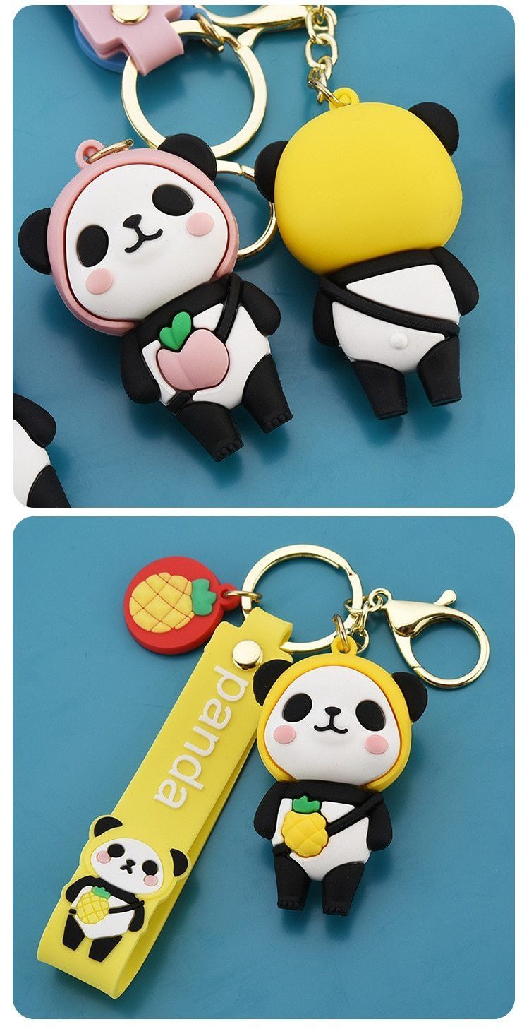 New Cute Panda Keychain Fruit Red Panda Pendant Key Accessories Simple Couple Bag Pendant Party Gift