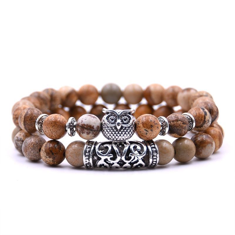 Owl Bracelet Charm Jewelry Stone Bracelets Men Women Set YS0501