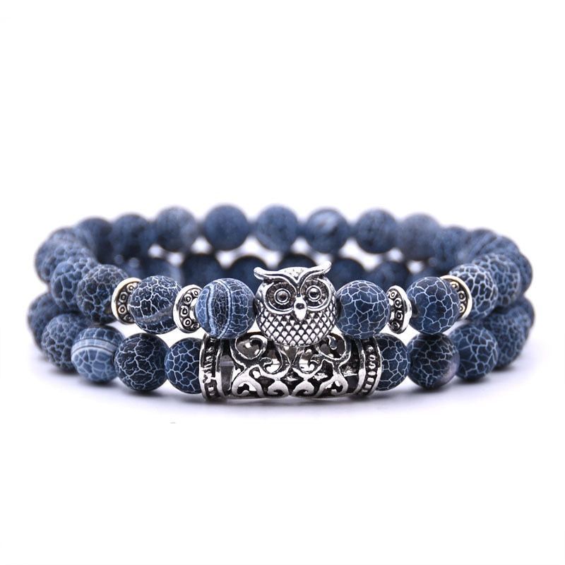 Owl Bracelet Charm Jewelry Stone Bracelets Men Women Set YS0501