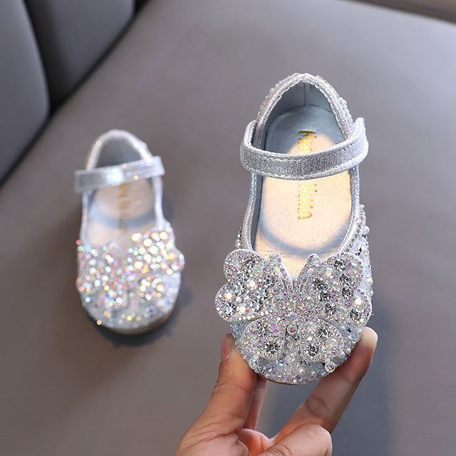 Princess Toddler Girls Children Casual Shoes TCCSSA27 Flat Pearl Rhinestones Shining