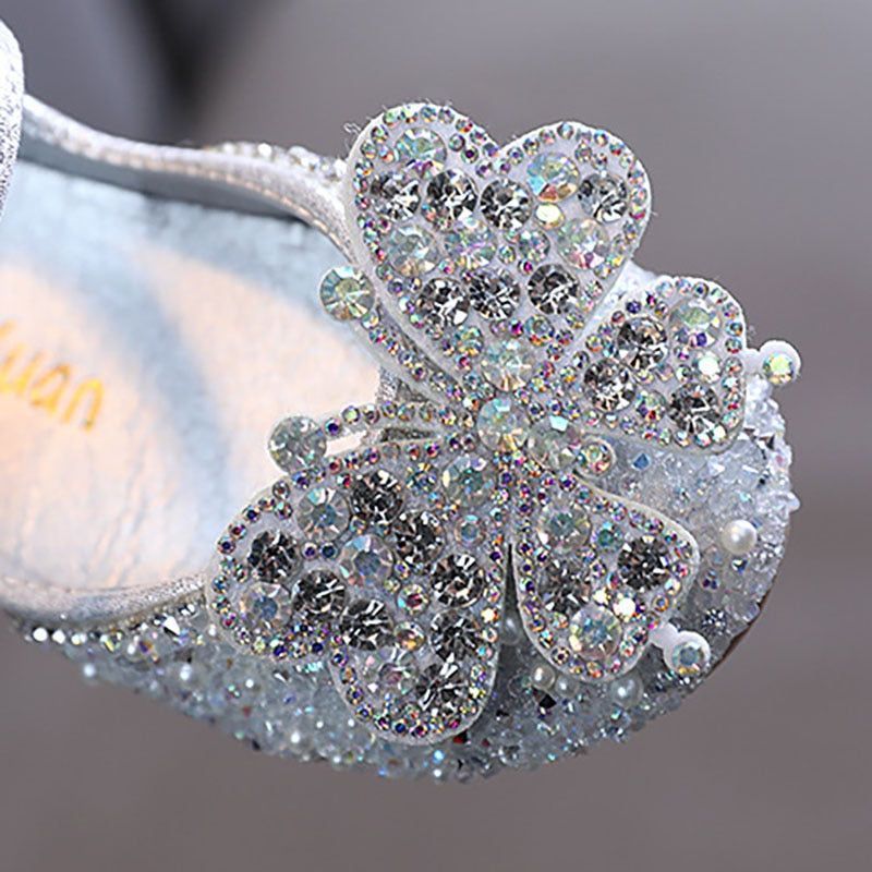 Princess Toddler Girls Children Casual Shoes TCCSSA27 Flat Pearl Rhinestones Shining