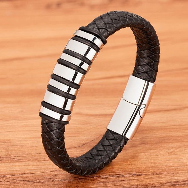 Rope Black Leather Bracelets Charm Jewelry TOS0356 For Men and Women