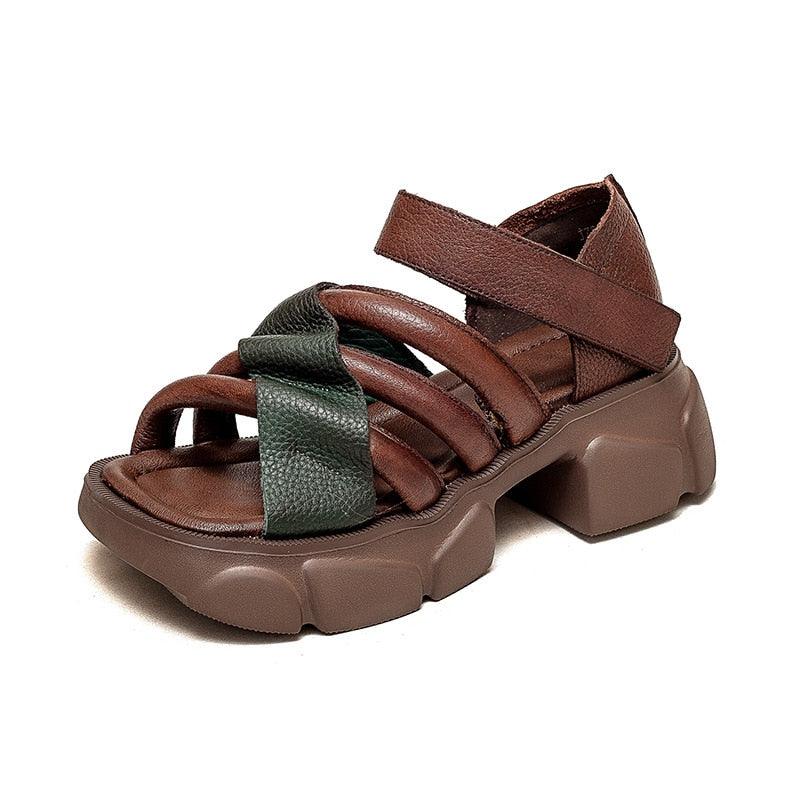 SA330  Thick-soled Leather Gladiator Sandals: Casual Shoes