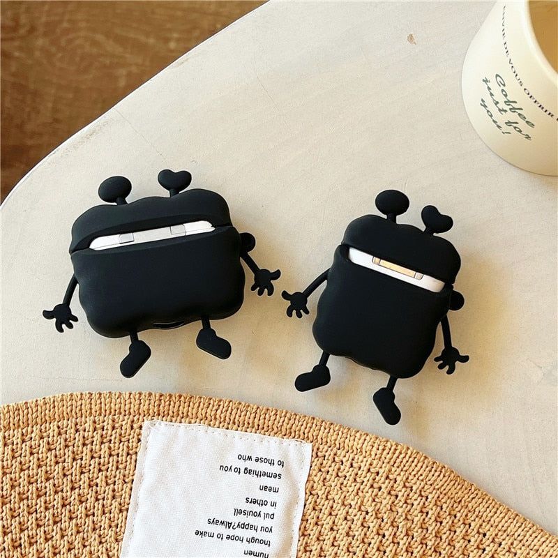 Silicone Earphone Case for Airpods 1, 2, and Pro 2 & 3: Cute 3D Black Earpods Cover