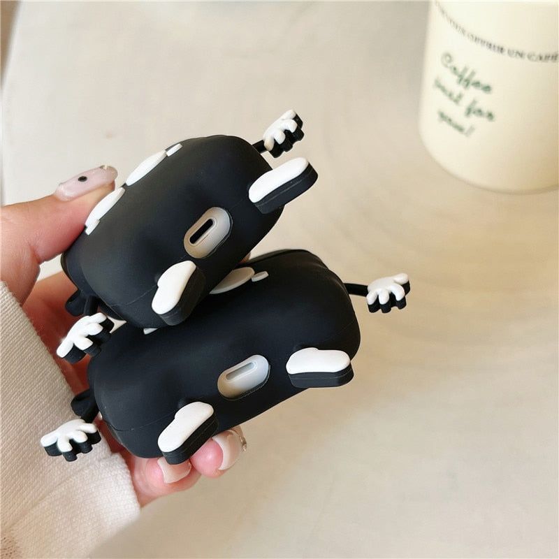 Silicone Earphone Case for Airpods 1, 2, and Pro 2 & 3: Cute 3D Black Earpods Cover