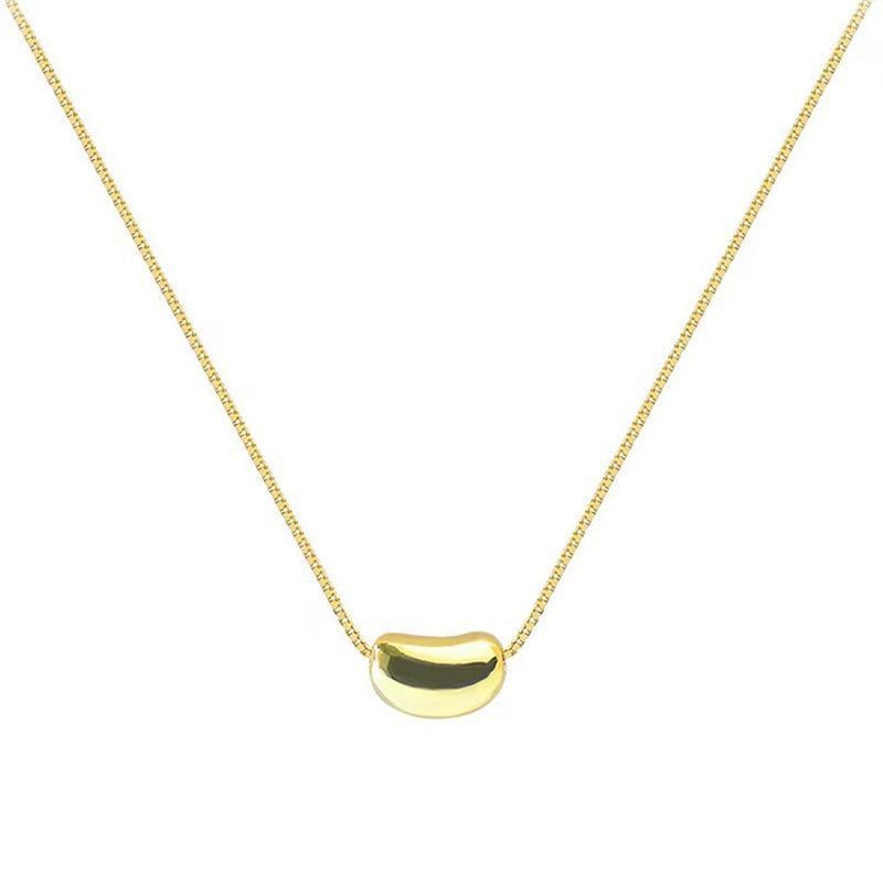 Simple Golden Pea Stainless steel Short Necklace Charm Jewelry NCJT15