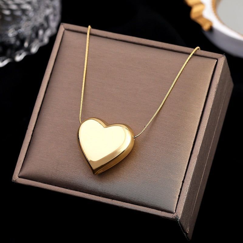 Simple Metal Heart Necklaces Charm Jewelry NCJSO3