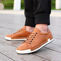 Simple Stylish Leather Flat Brown  Casual Shoes MCSHH142