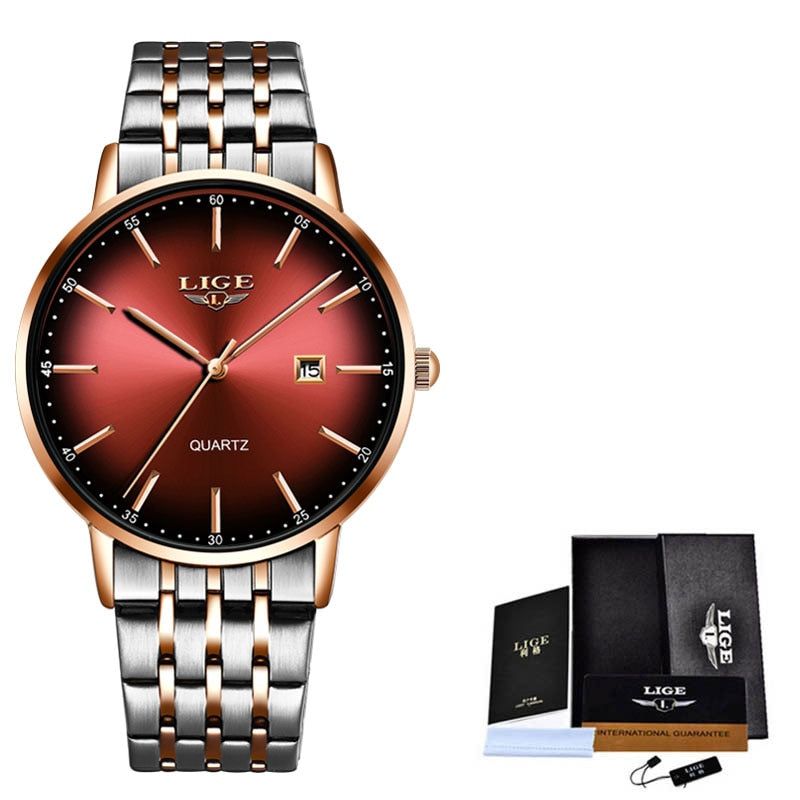 Simple Watches For  Waterproof Rose Gold Steel Strap 10037