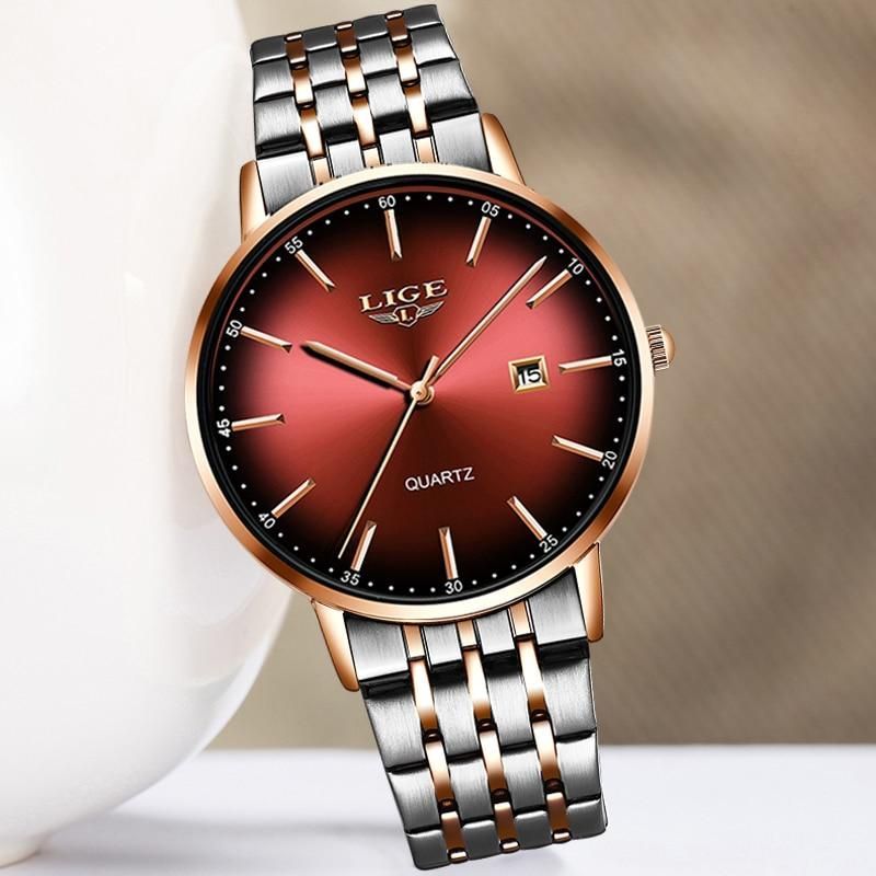 Simple Watches For  Waterproof Rose Gold Steel Strap 10037