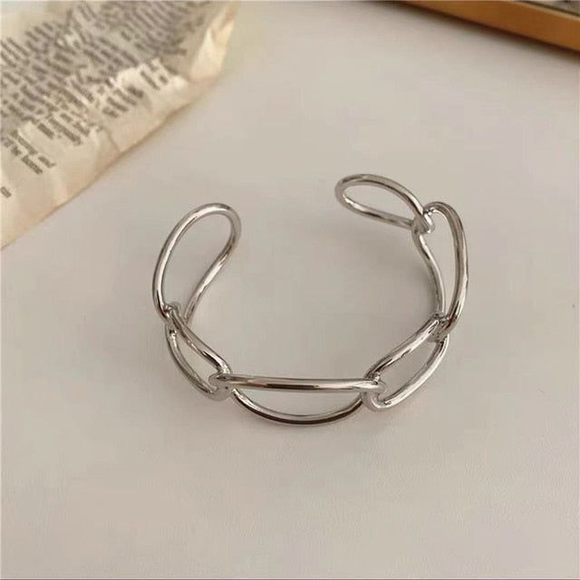 Simple White Shellfish Bracelets Charm Jewelry SOS33 Metal Geometric Open Bangle