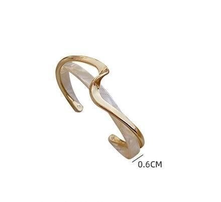 Simple White Shellfish Bracelets Charm Jewelry SOS33 Metal Geometric Open Bangle