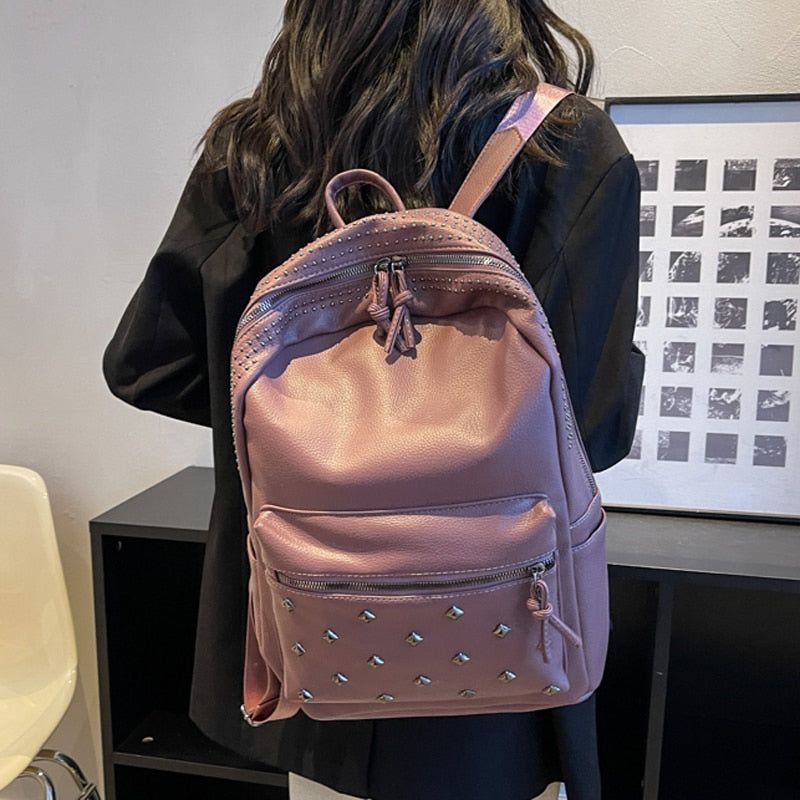 Soft Leather School Bags - Teenager Cool Backpack WV100