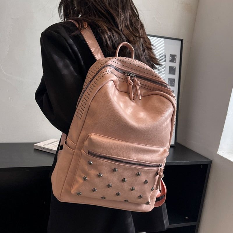 Soft Leather School Bags - Teenager Cool Backpack WV100