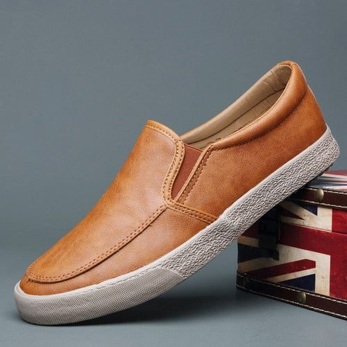 Solid Loafers Leather Soft Brown  Casual Shoes 0479