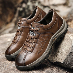 Split Leather Brown Hiking Sneaker  Casual Shoes MCSLL27 British Style