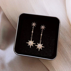 Star  Crystal Long Earrings Charm Jewelry XYS0422