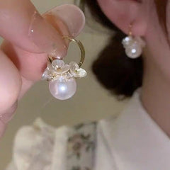 Sweet Pearl Flowers Drop Earrings Charm Jewelry EM332