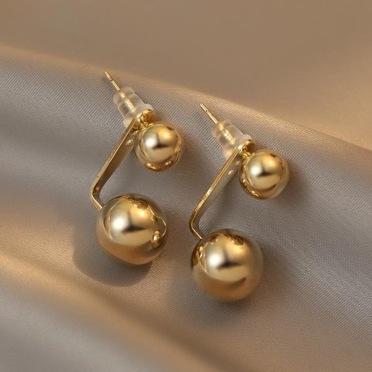 Temperament Metal Double Ball Earrings Charm Jewelry XYS0301