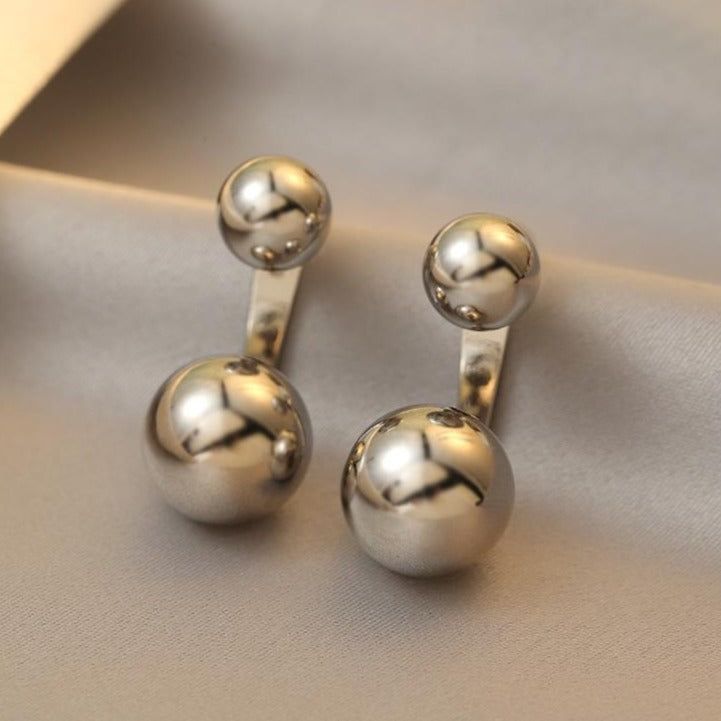 Temperament Metal Double Ball Earrings Charm Jewelry XYS0301