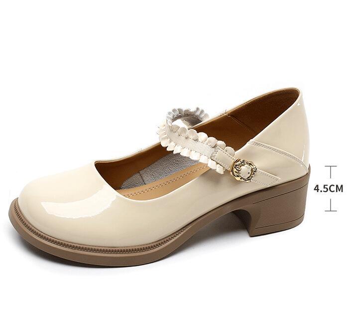 TL229  Casual Shoes: Patent Leather with Thick Soles and High Heels