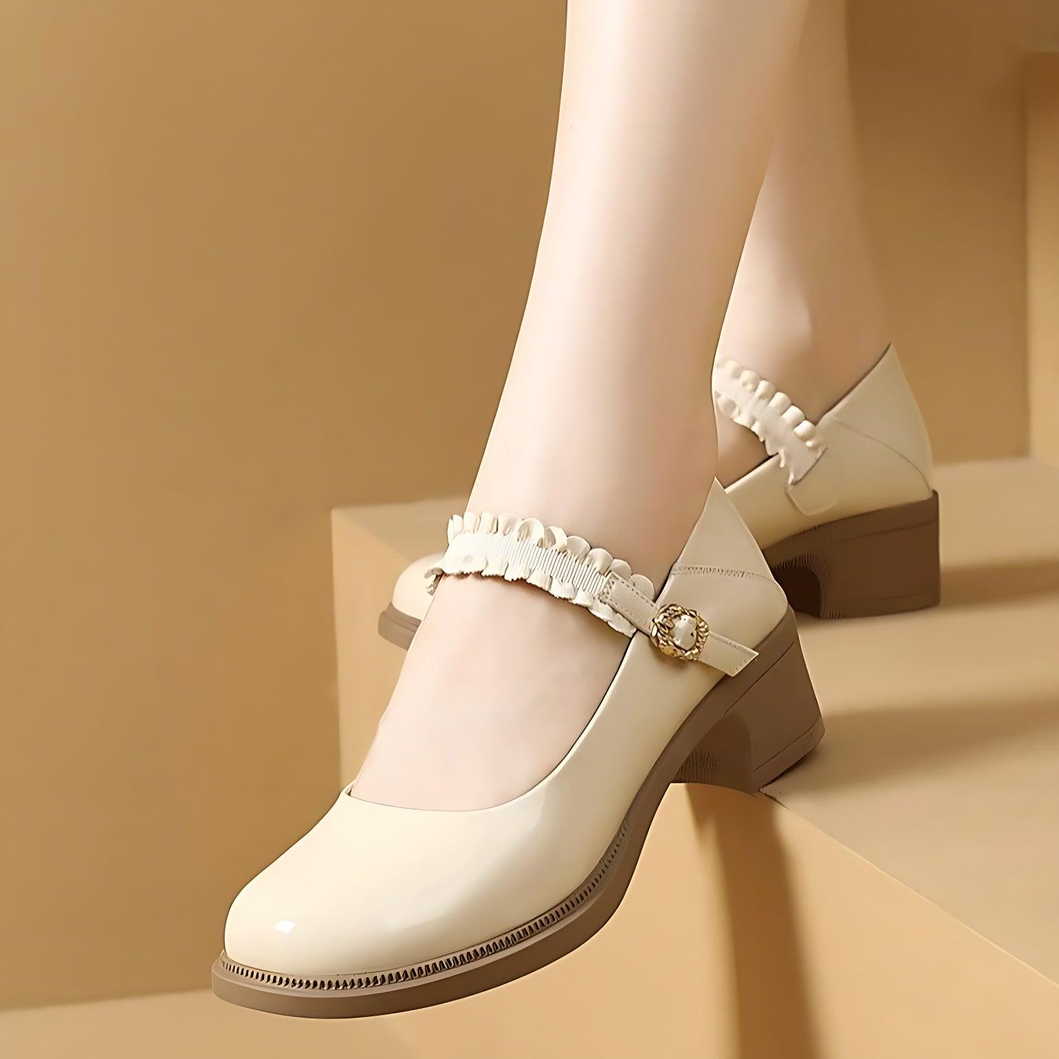 TL229  Casual Shoes: Patent Leather with Thick Soles and High Heels