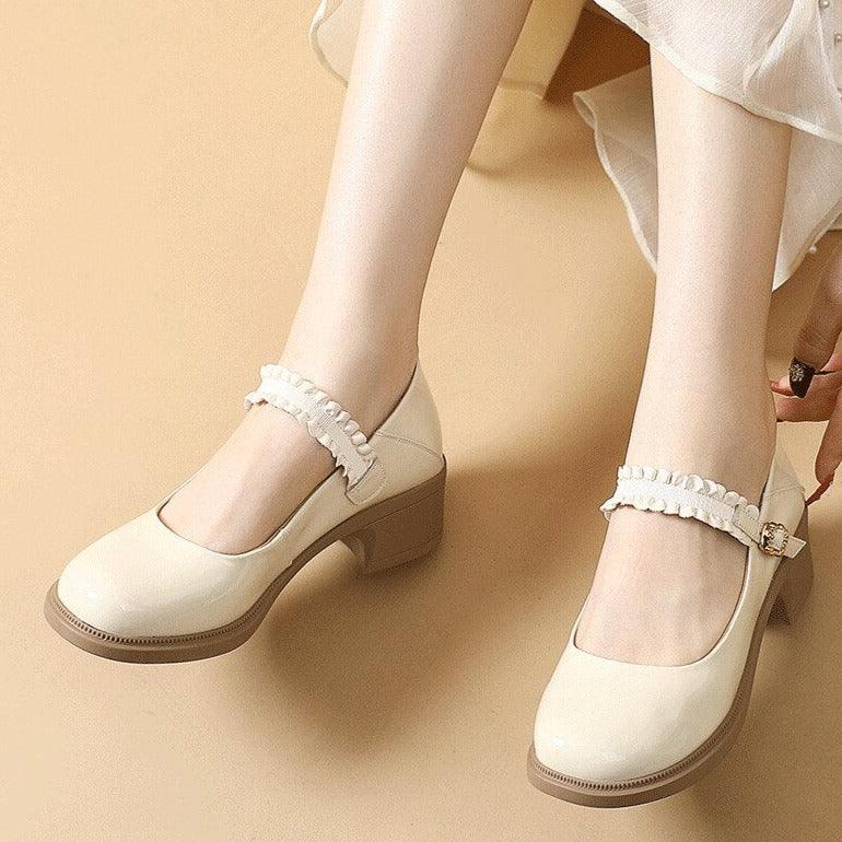 TL229  Casual Shoes: Patent Leather with Thick Soles and High Heels