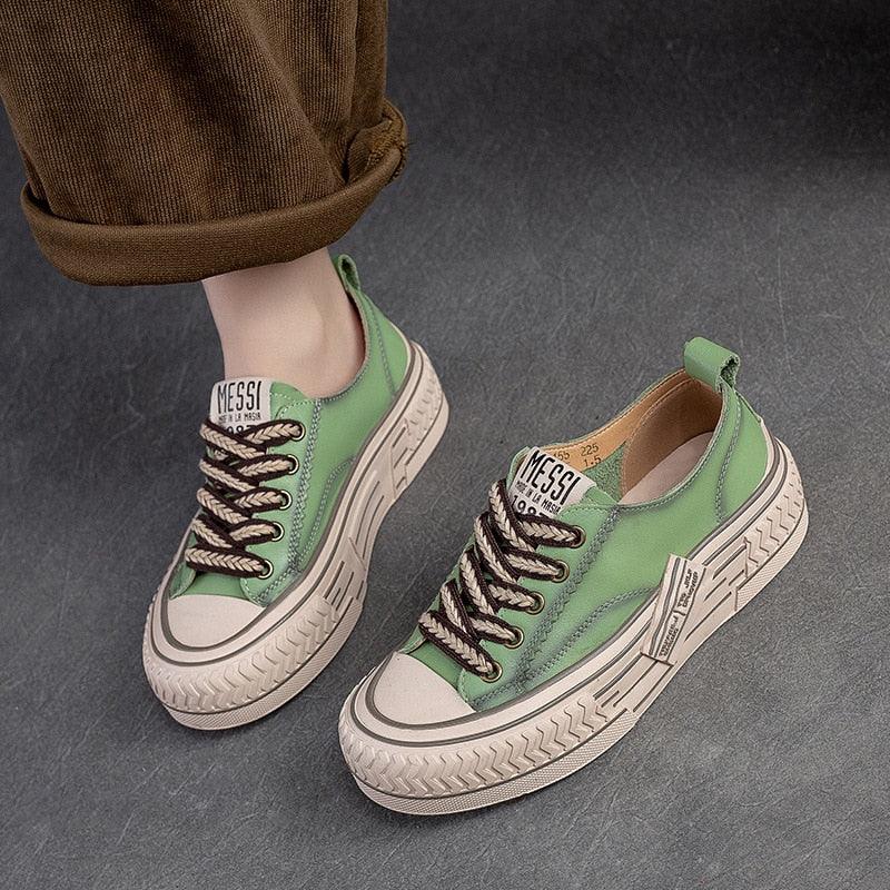 TX338  Comfortable Flat Leather Sneakers: Casual Shoes